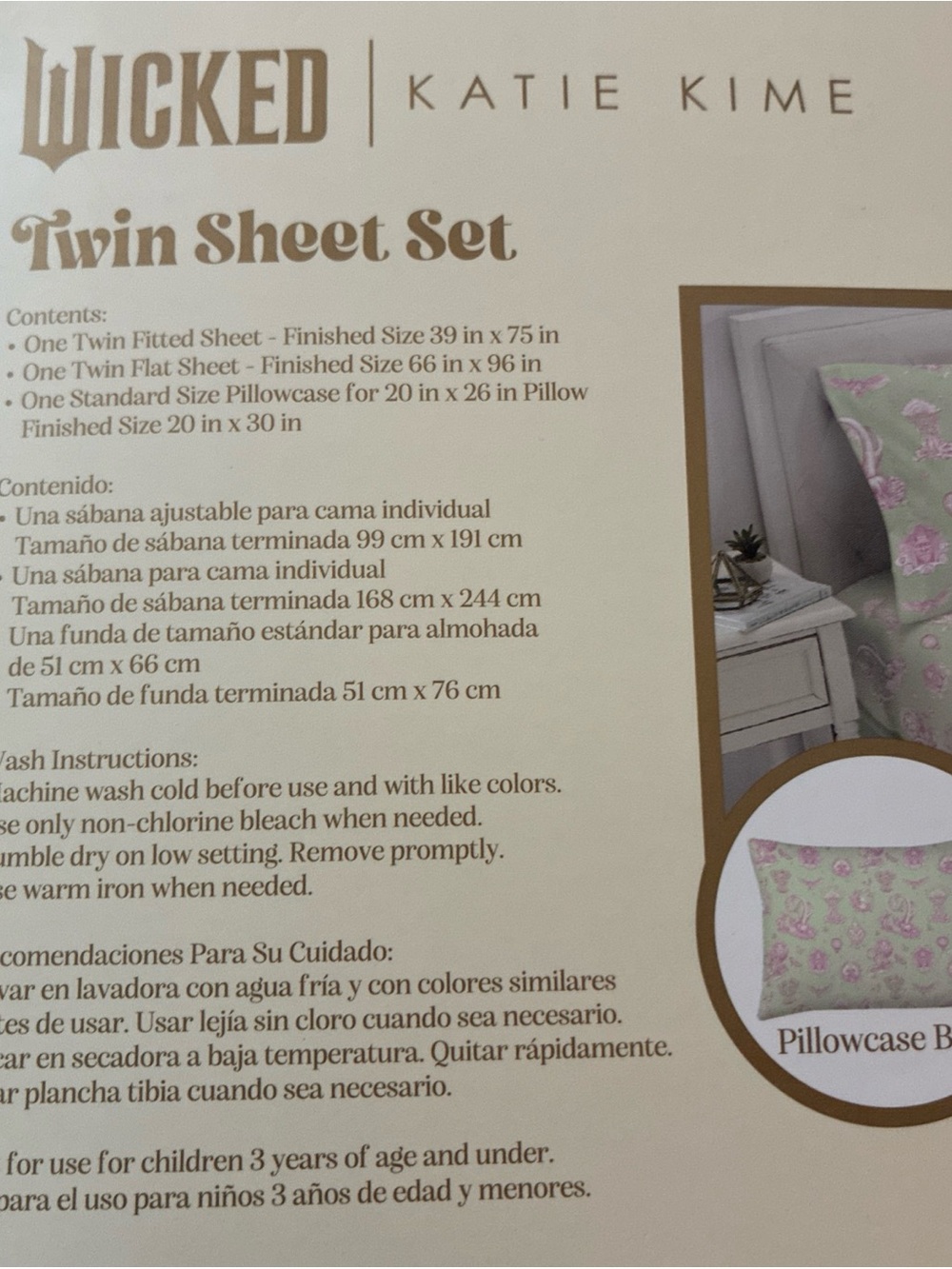 Katie Kime Wicked Twin Sheet Set Mint Green w Pink Target Nod to Dorothy NEW - Picture 4 of 5